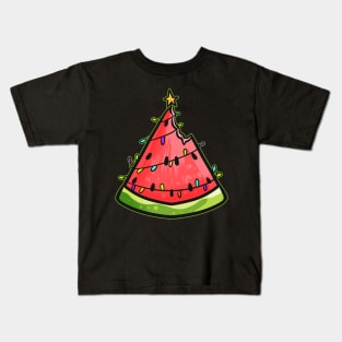 Watermelon Christmas Tree Chain Of Lights Christmas In July Kids T-Shirt